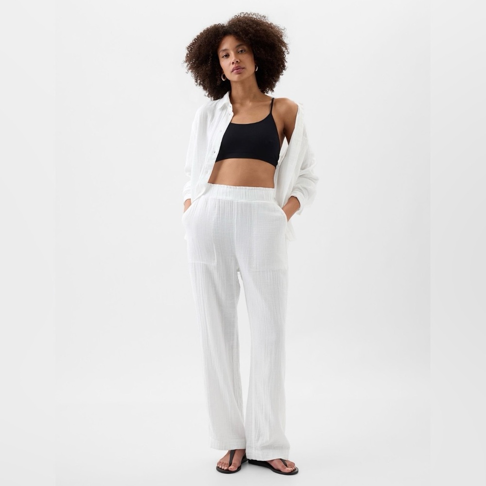 Gap Mid Rise Gauze Wide-Leg Pull-On Pants NWT